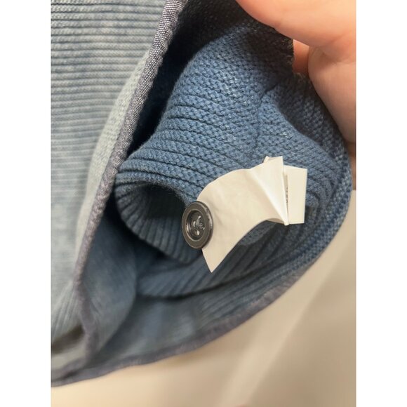 Carbon2Cobalt waterman Blue Button Henley knit textured Sweater sunwashed L - Picture 3 of 9